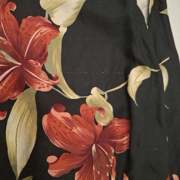 Tommy Bahama Size 12 Black Floral Silk Sleeveless Flowy Tropical Maxi Dress - Picture 7 of 9
